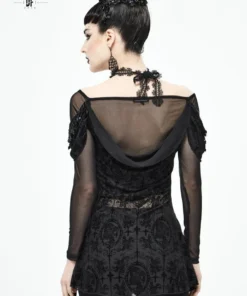 Ladies Devil Fashion Yara Velvet Embossed Mesh Top 18 Ladies Devil Fashion Yara Velvet Embossed Mesh Top