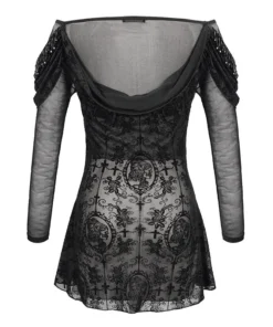 Ladies Devil Fashion Yara Velvet Embossed Mesh Top 21 Ladies Devil Fashion Yara Velvet Embossed Mesh Top