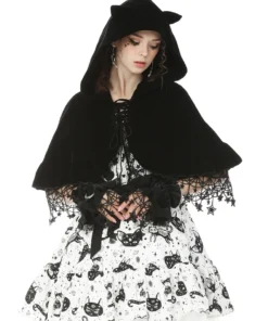Dark In Love Star Cat Velvet Hooded Cape Ladies