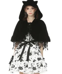 Dark In Love Star Cat Velvet Hooded Cape Ladies