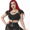 Necessary Evil Camazotz Crop Top With Mesh Bat Wing Effect Front Ladies