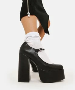 Koi Footwear Koi Darkbloom Black Platform Heels