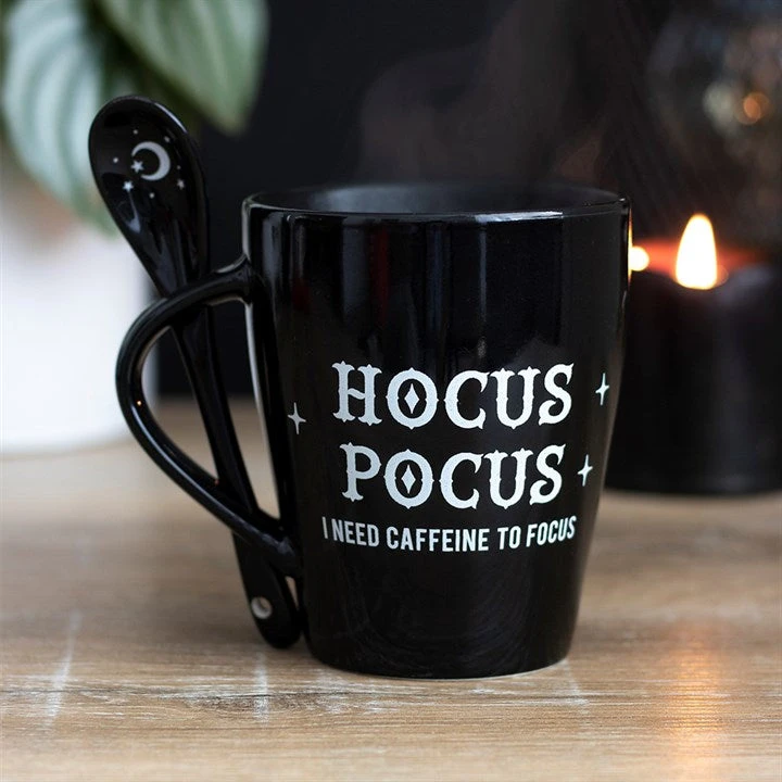 Homeware Gothic Gifts Hocus Pocus Mug And Spoon Set 6 Homeware Gothic Gifts Hocus Pocus Mug And Spoon Set