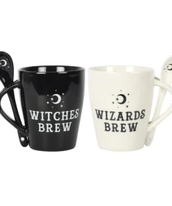 Gothic Gifts Witch And Wizard Couples Mug And Spoon Set Homeware