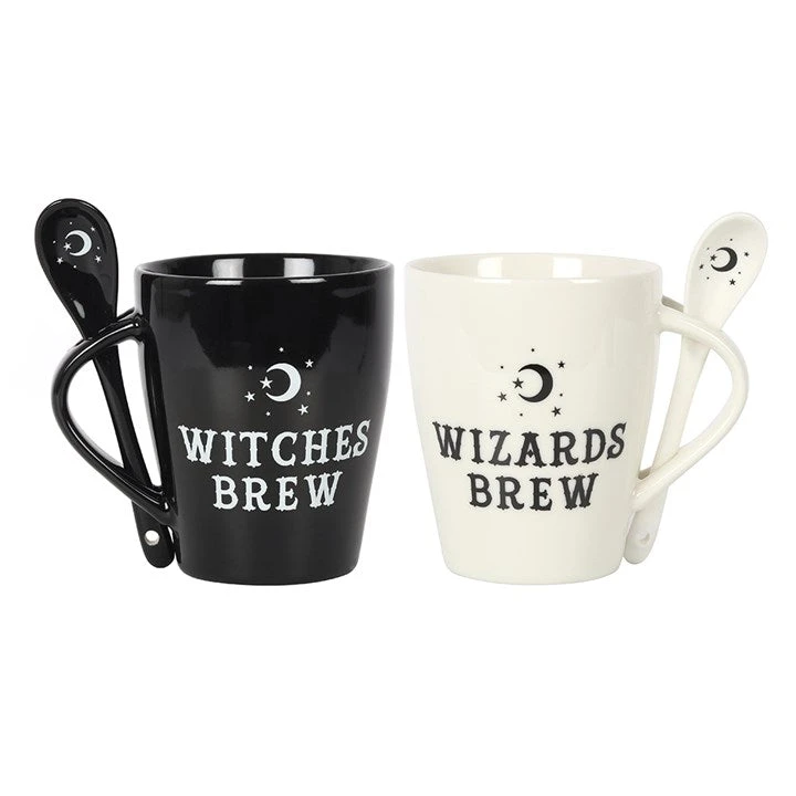 Gothic Gifts Witch And Wizard Couples Mug And Spoon Set Homeware 3 Gothic Gifts Witch And Wizard Couples Mug And Spoon Set Homeware