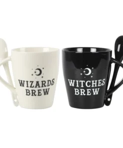 Gothic Gifts Witch And Wizard Couples Mug And Spoon Set Homeware