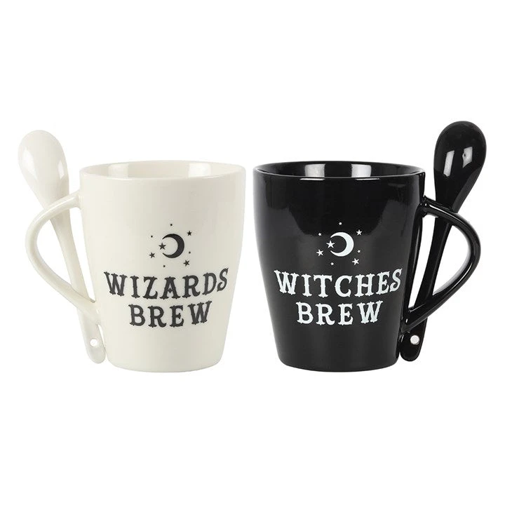 Gothic Gifts Witch And Wizard Couples Mug And Spoon Set Homeware 4 Gothic Gifts Witch And Wizard Couples Mug And Spoon Set Homeware