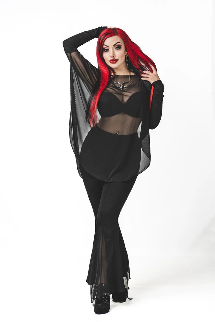 Necessary Evil Freya Draped Mesh Tunic Top 3 Necessary Evil Freya Draped Mesh Tunic Top