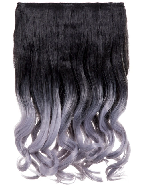 Gothic Attitude (Black/Lavender Grey) Curly Two Tone 20" Hair Extensions New Arrivals 3 Gothic Attitude (Black/Lavender Grey) Curly Two Tone 20" Hair Extensions New Arrivals