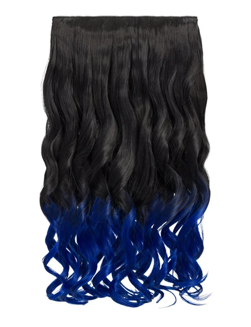 Gothic Attitude (Black/Blue) Curly Two Tone 20" Hair Extensions 3 Gothic Attitude (Black/Blue) Curly Two Tone 20" Hair Extensions