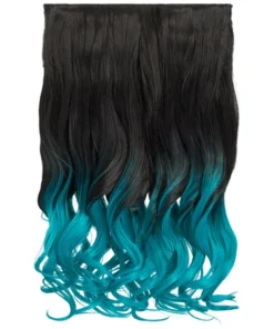 Gothic Attitude (Black/Turquoise) Curly Two Tone 18" Hair Extensions New Arrivals