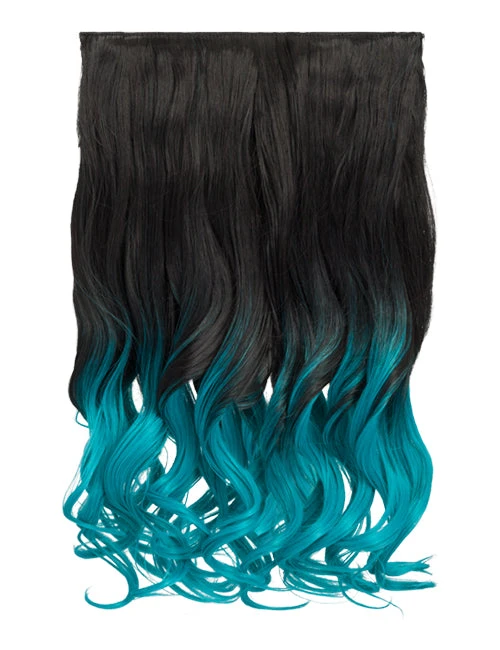 Gothic Attitude (Black/Turquoise) Curly Two Tone 18" Hair Extensions New Arrivals 3 Gothic Attitude (Black/Turquoise) Curly Two Tone 18" Hair Extensions New Arrivals
