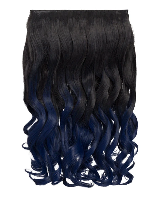 Gothic Attitude (Black/Dark Blue) Curly Two Tone 20" Hair Extensions 3 Gothic Attitude (Black/Dark Blue) Curly Two Tone 20" Hair Extensions
