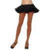 Gothic Attitude Black And Orange Striped Tights Accessories