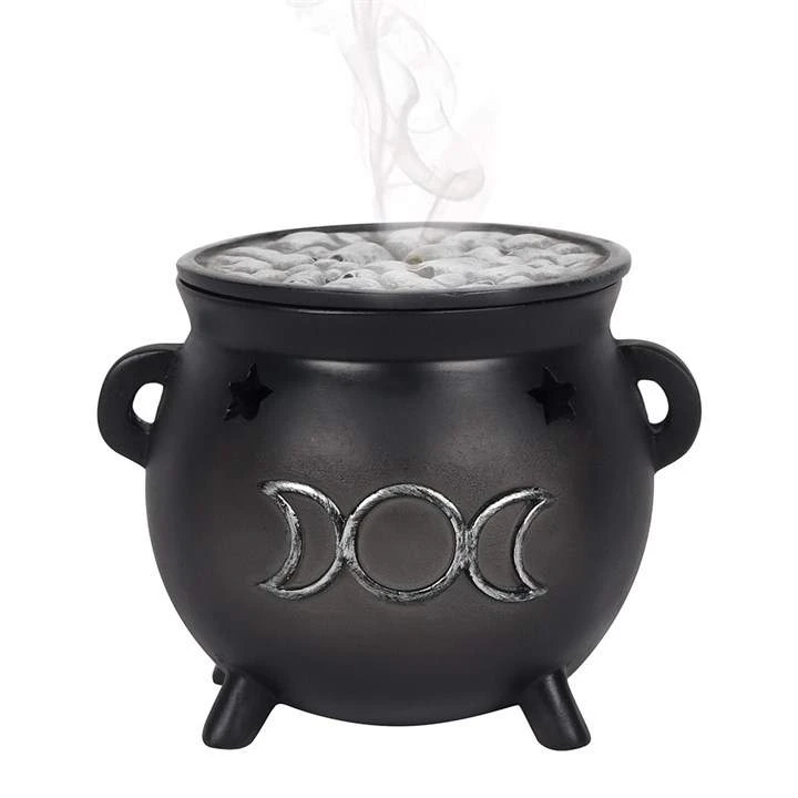 Gothic Gifts Triple Moon Cauldron Incense Cone Holder Homeware 6 Gothic Gifts Triple Moon Cauldron Incense Cone Holder Homeware