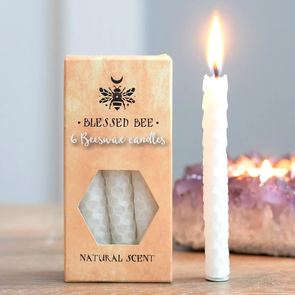 Homeware Gothic Gifts White Beeswax Happiness Spell Candles 3 Homeware Gothic Gifts White Beeswax Happiness Spell Candles