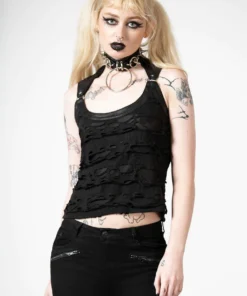 Killstar Hardy Lace Up Vest Top Ladies