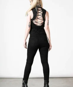 Killstar Hardy Lace Up Vest Top Ladies