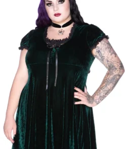Killstar Heather Velvet Babydoll Dress Emerald 8 Killstar Heather Velvet Babydoll Dress Emerald