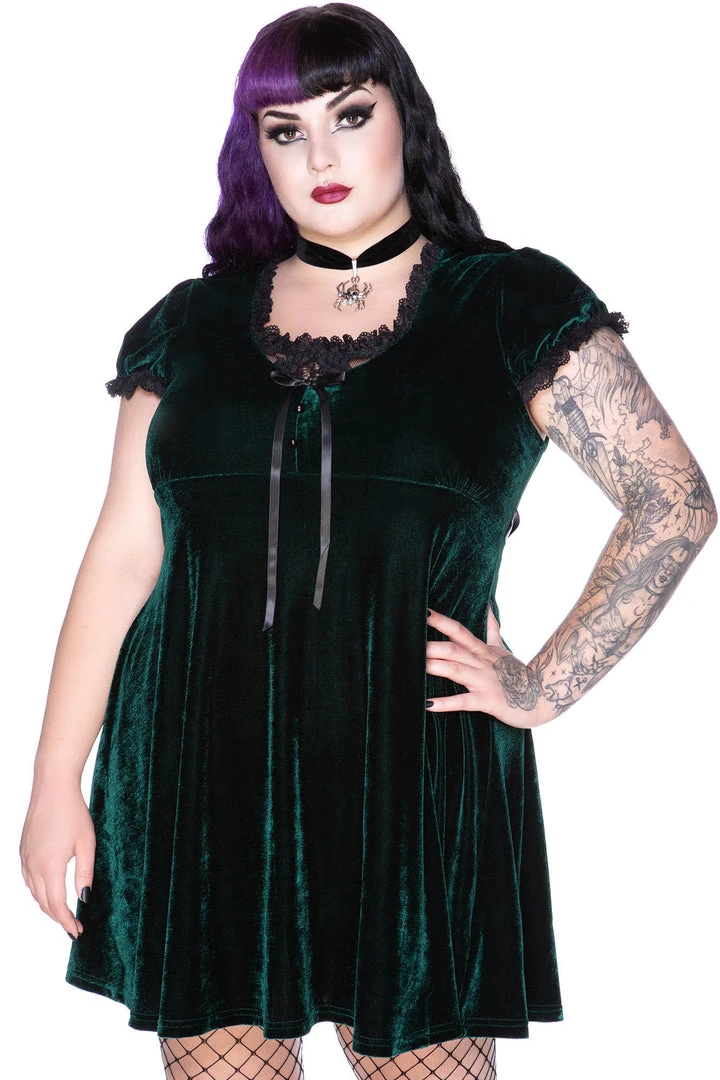 Killstar Heather Velvet Babydoll Dress Emerald 5 Killstar Heather Velvet Babydoll Dress Emerald