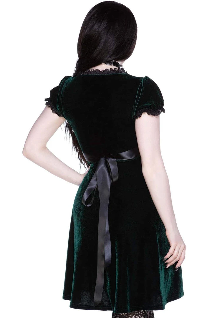 Killstar Heather Velvet Babydoll Dress Emerald 4 Killstar Heather Velvet Babydoll Dress Emerald
