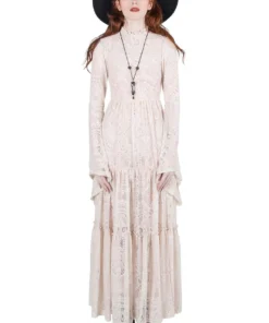Killstar Hecate Lace Maxi Dress Ivory Ladies