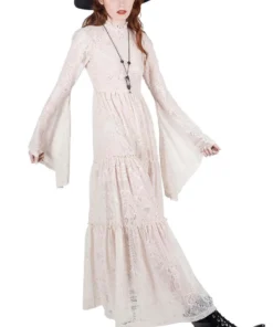 Killstar Hecate Lace Maxi Dress Ivory Ladies