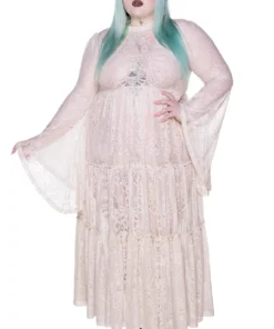 Killstar Hecate Lace Maxi Dress Ivory Ladies