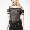 Killstar Huntly Fishnet Bardot Top Ladies 2 Killstar Huntly Fishnet Bardot Top Ladies