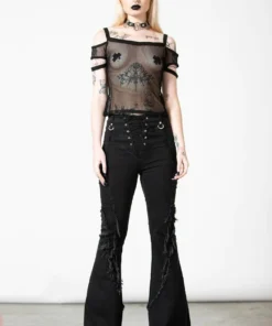 Killstar Huntly Fishnet Bardot Top Ladies 10 Killstar Huntly Fishnet Bardot Top Ladies