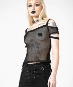 Killstar Huntly Fishnet Bardot Top Ladies 11 Killstar Huntly Fishnet Bardot Top Ladies
