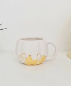 New Arrivals Weird & Wonderful Ceramics White And Gold Pumpkin Mug