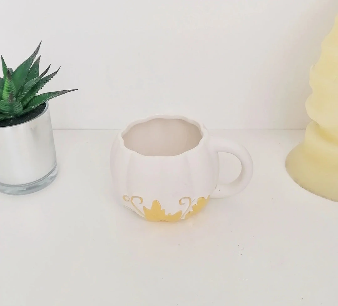 New Arrivals Weird & Wonderful Ceramics White And Gold Pumpkin Mug 4 New Arrivals Weird & Wonderful Ceramics White And Gold Pumpkin Mug