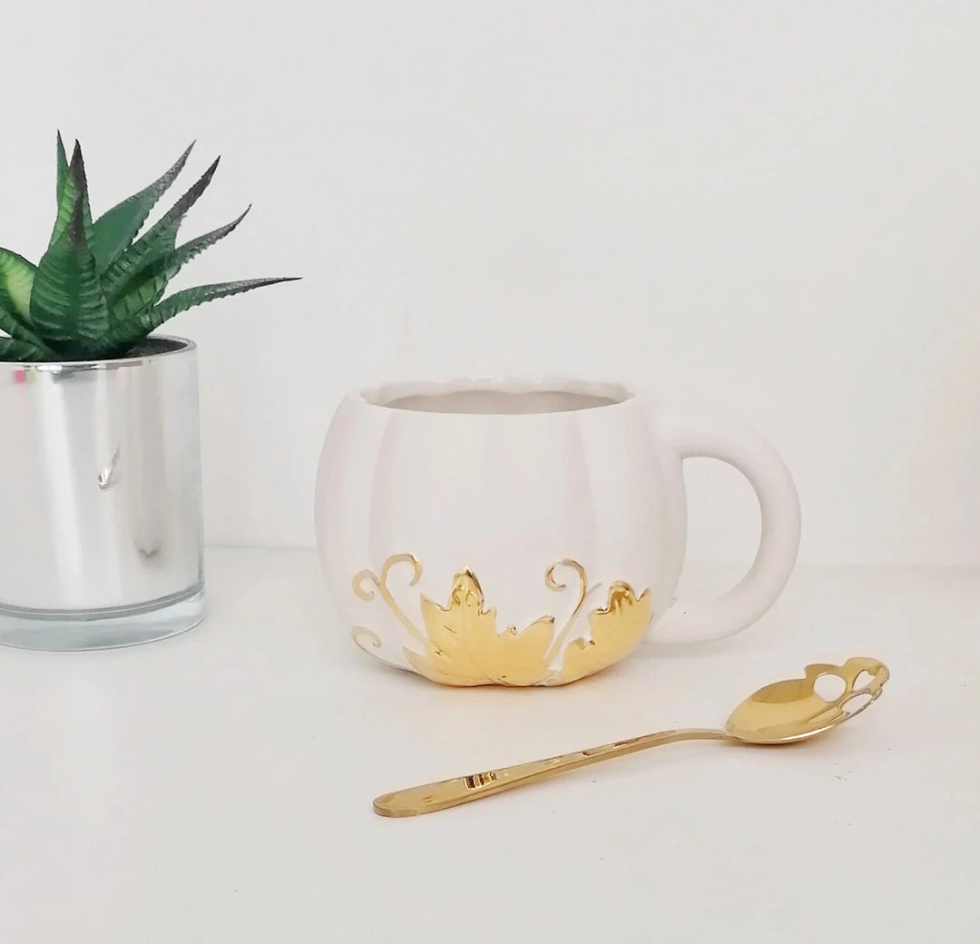 New Arrivals Weird & Wonderful Ceramics White And Gold Pumpkin Mug 8 New Arrivals Weird & Wonderful Ceramics White And Gold Pumpkin Mug