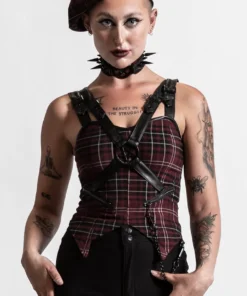 Ladies Killstar Jaded Strap Top Blood Tartan 12 Ladies Killstar Jaded Strap Top Blood Tartan