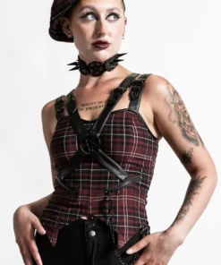 Ladies Killstar Jaded Strap Top Blood Tartan 9 Ladies Killstar Jaded Strap Top Blood Tartan