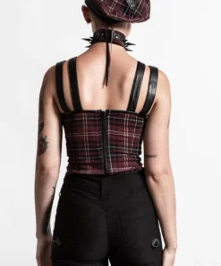 Ladies Killstar Jaded Strap Top Blood Tartan 13 Ladies Killstar Jaded Strap Top Blood Tartan