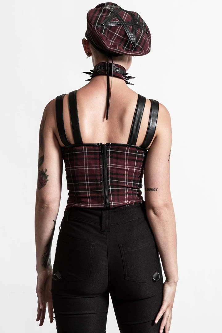 Ladies Killstar Jaded Strap Top Blood Tartan 8 Ladies Killstar Jaded Strap Top Blood Tartan