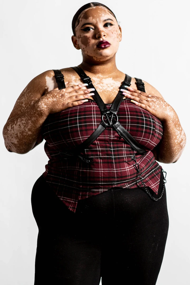 Ladies Killstar Jaded Strap Top Blood Tartan 6 Ladies Killstar Jaded Strap Top Blood Tartan