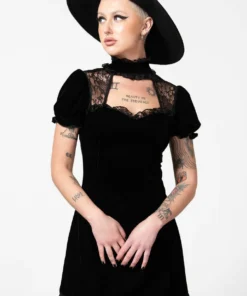 Ladies Killstar Julienne Velvet Keyhole Dress 16 Ladies Killstar Julienne Velvet Keyhole Dress