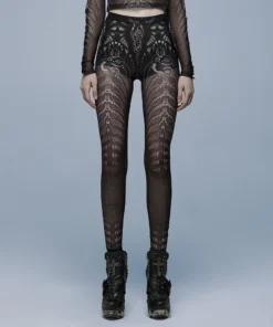 Ladies Punk Rave Inclementia Leggings Black / White