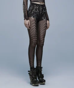 Ladies Punk Rave Inclementia Leggings Black / White