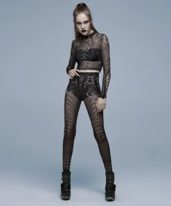 Ladies Punk Rave Inclementia Leggings Black / White