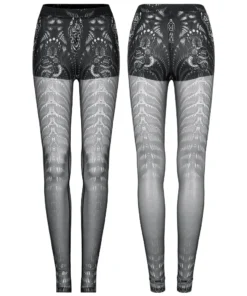 Ladies Punk Rave Inclementia Leggings Black / White