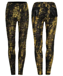Punk Rave Xenobia Ragged Leggings Yellow / Black Ladies 15 Punk Rave Xenobia Ragged Leggings Yellow / Black Ladies