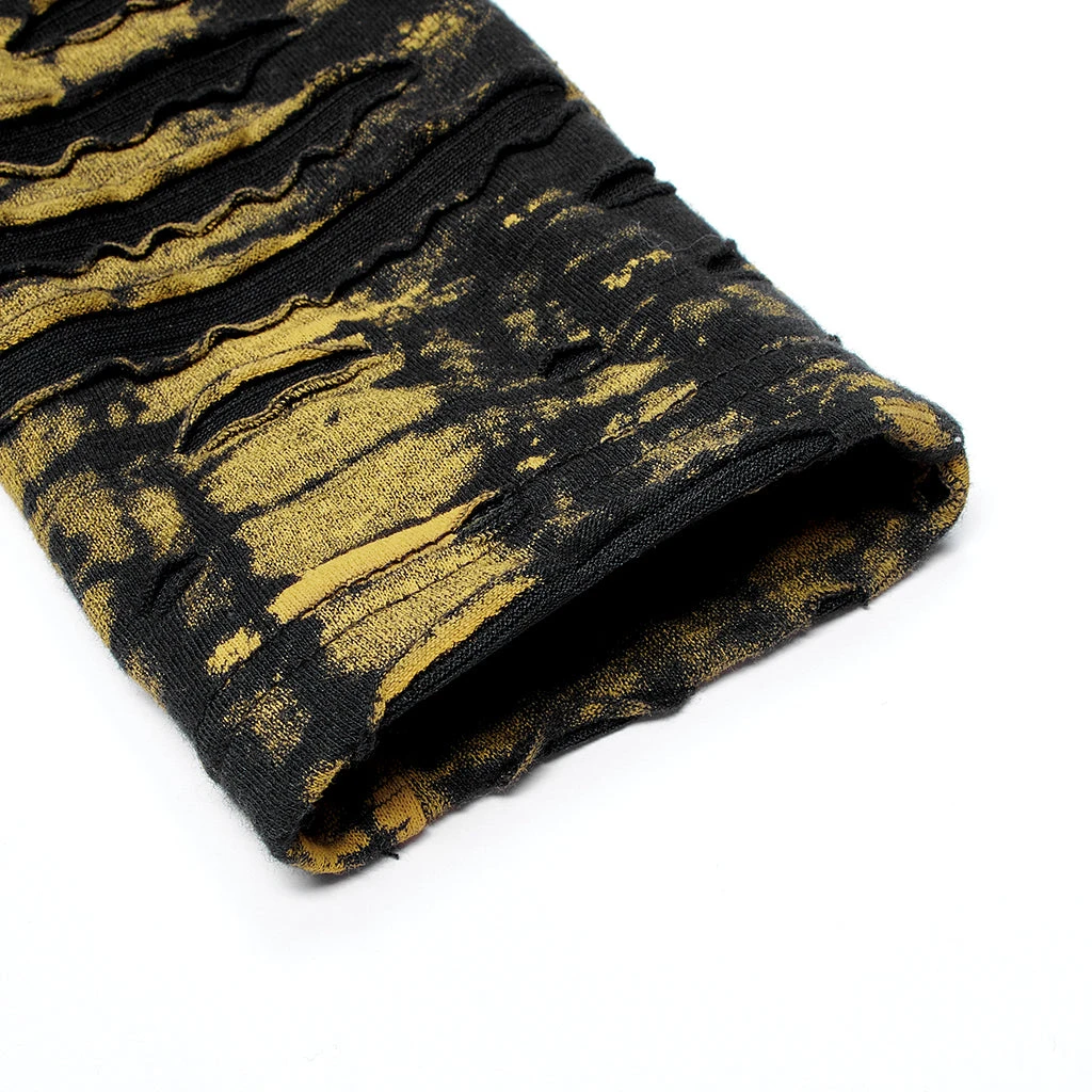 Punk Rave Xenobia Ragged Leggings Yellow / Black Ladies 9 Punk Rave Xenobia Ragged Leggings Yellow / Black Ladies