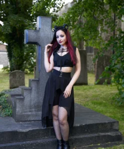 Ladies Necessary Evil Camazotz Bat Wing Effect Lace Up Bolero Top