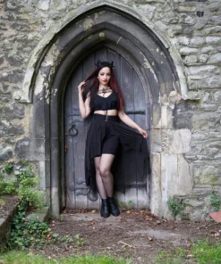 Ladies Necessary Evil Camazotz Bat Wing Effect Lace Up Bolero Top