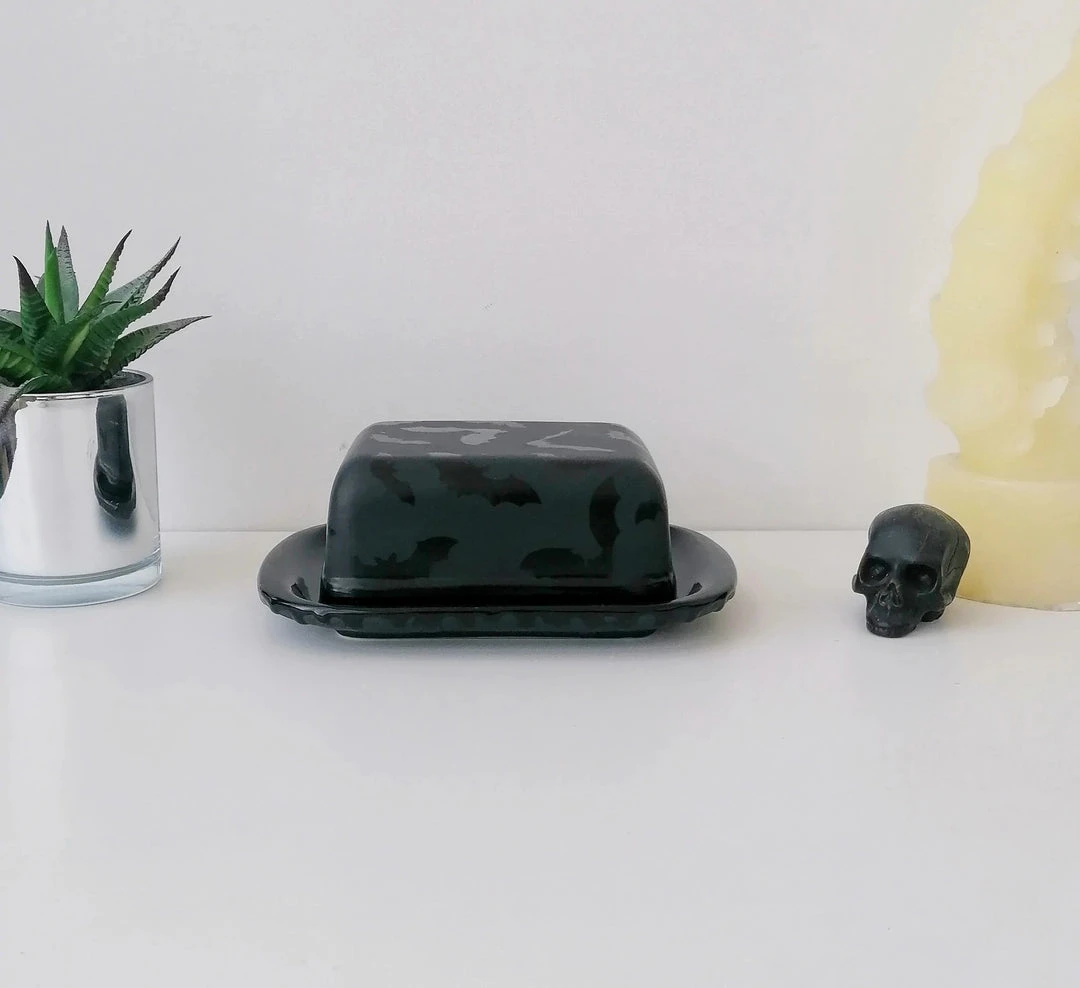 Weird & Wonderful Ceramics Matte Black Bat Butter Dish 3 Weird & Wonderful Ceramics Matte Black Bat Butter Dish
