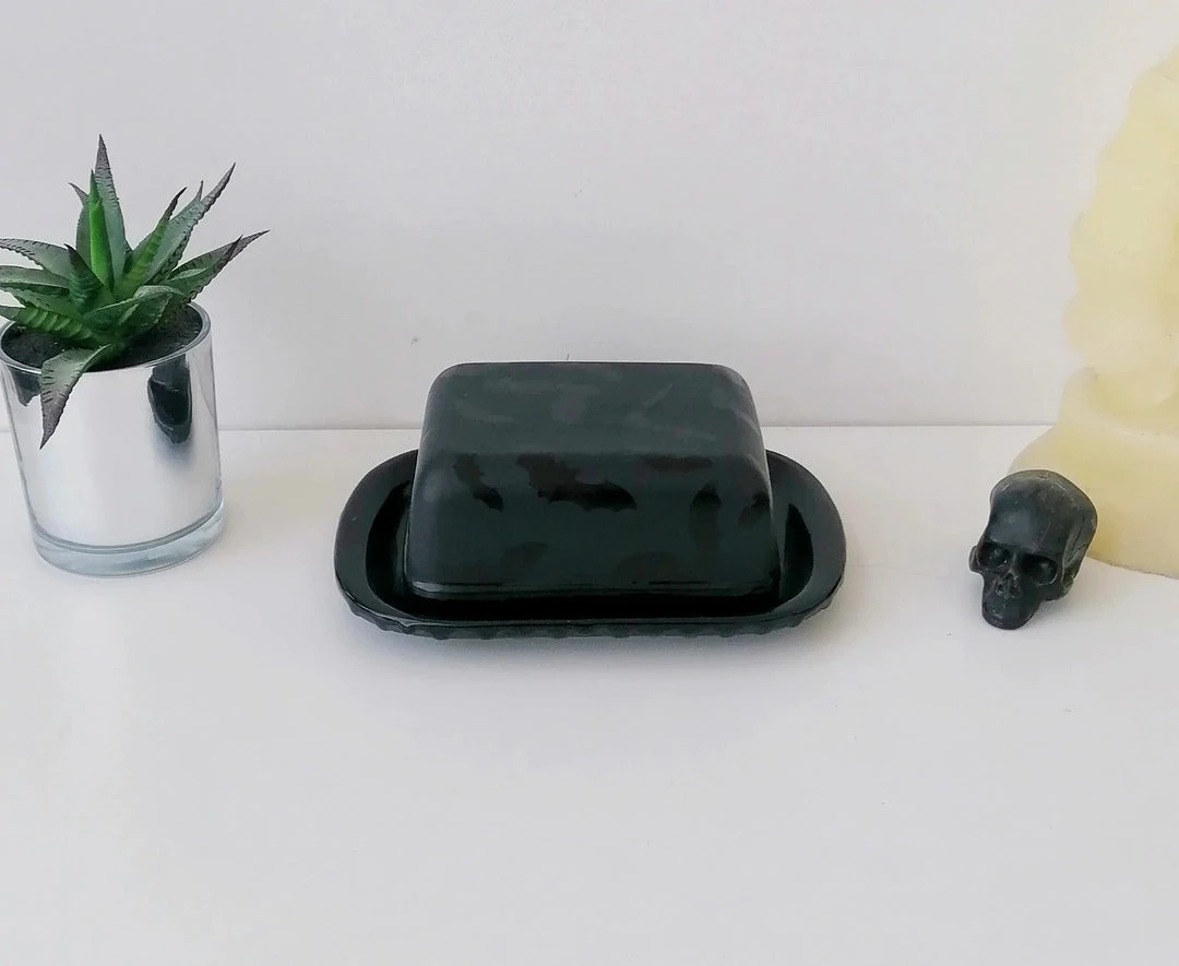 Weird & Wonderful Ceramics Matte Black Bat Butter Dish 4 Weird & Wonderful Ceramics Matte Black Bat Butter Dish